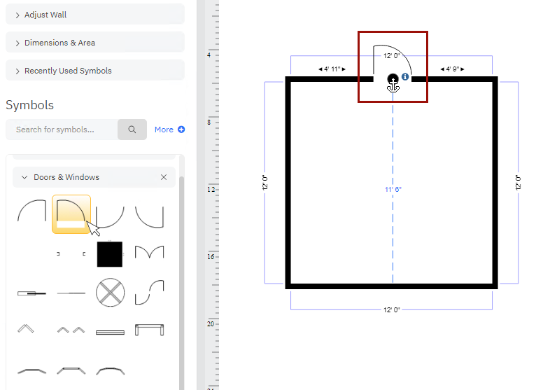 Добавление двери на план помещения в SmartDraw