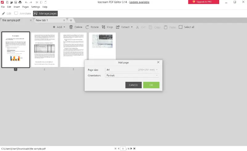 Добавление пустой страницы в Icecream PDF Editor
