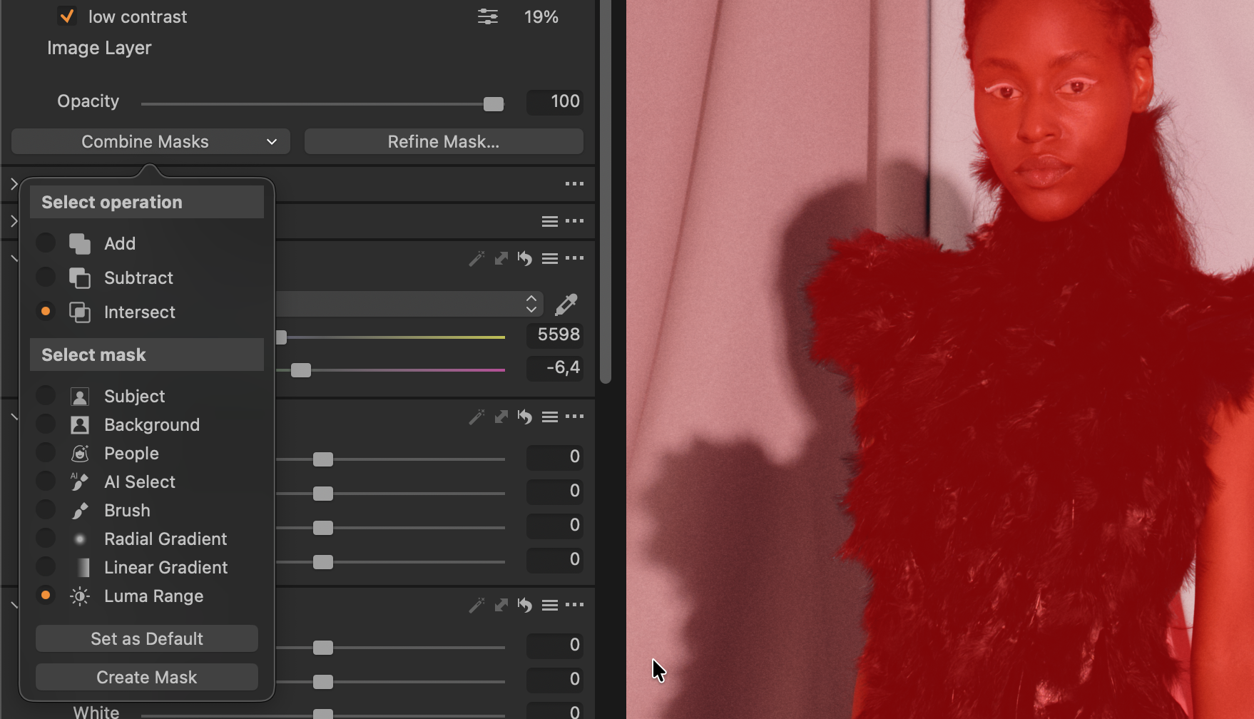 Комбинирование масок Add, Subtract и Intersect в Capture One Pro