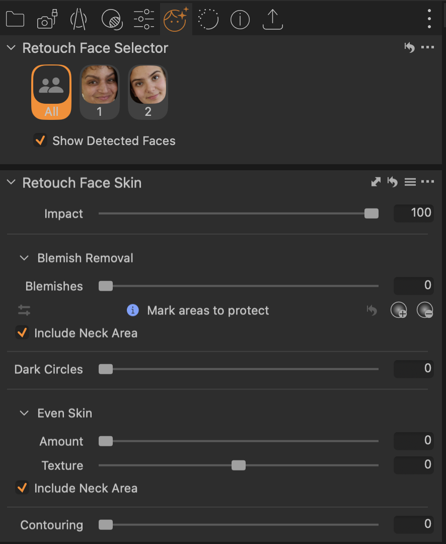 Retouch Face Selector и Retouch Face Skin в Capture One Pro
