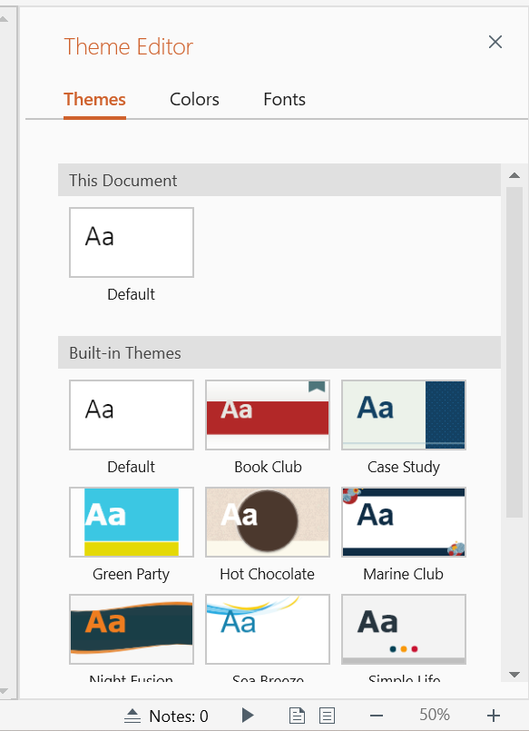 MobiSlides: Theme Editor с встроенными темами
