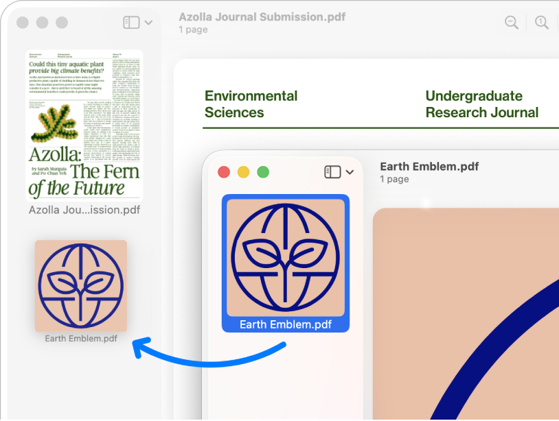 Объединение PDF в Apple Preview через перетаскивание страницы