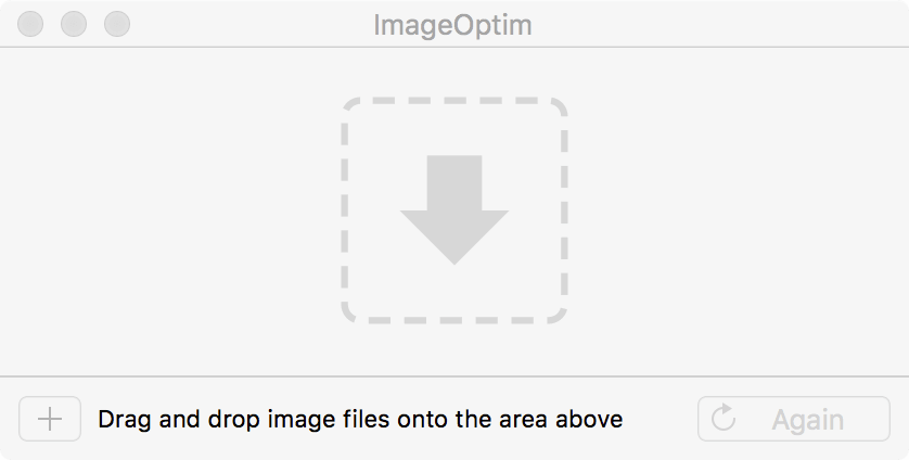 Пустое окно ImageOptim с областью drag-and-drop