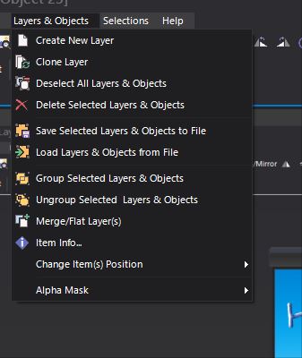 Photo Pos Pro — меню Layers & Objects