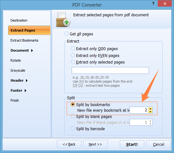 Разделение PDF по закладкам в CoolUtils PDF Splitter