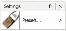 Settings Panel и область Presets в ArtRage