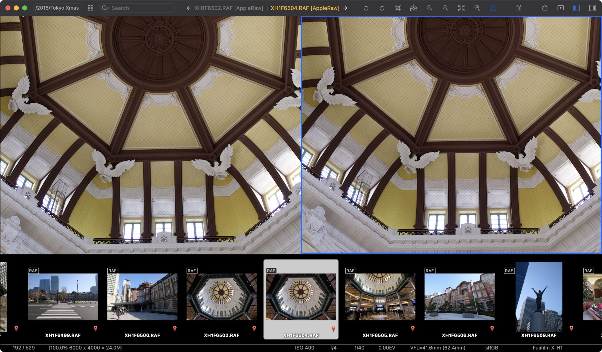 ApolloOne — Split View для сравнения двух RAW-файлов с плёнкой миниатюр