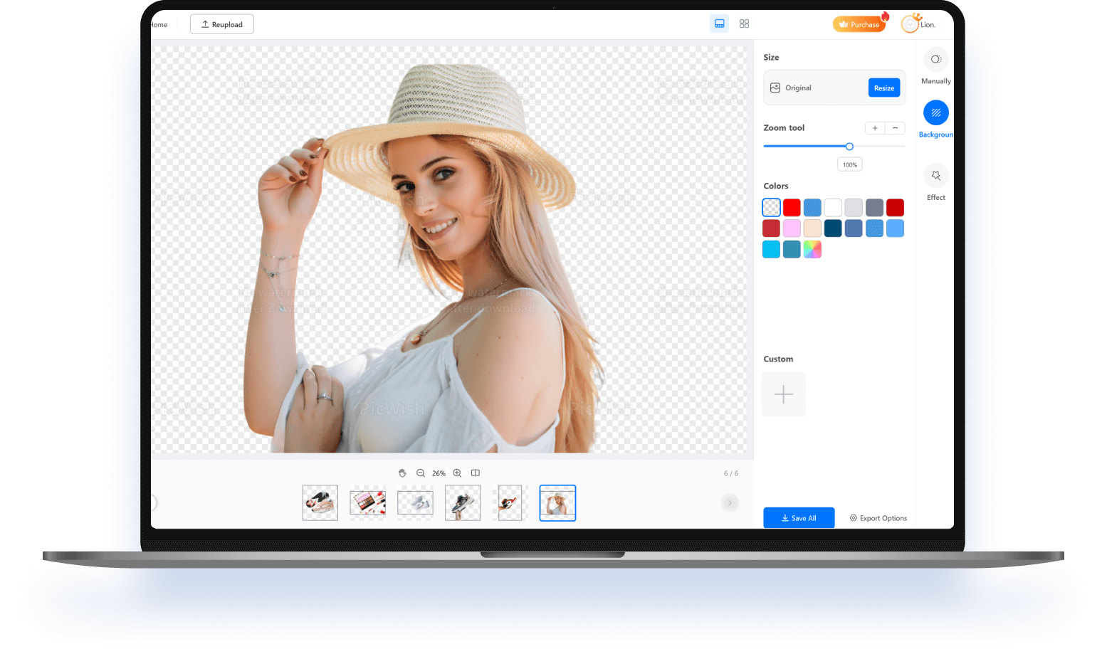 PicWish Desktop — рабочая область настольной версии