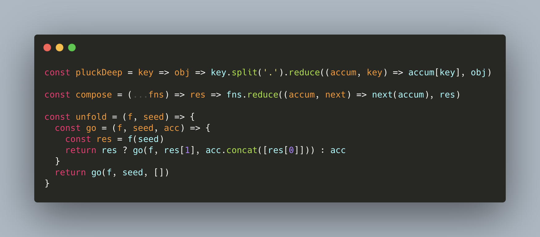 Готовое изображение кода, оформленное в Carbon с фоном, тенью и window controls