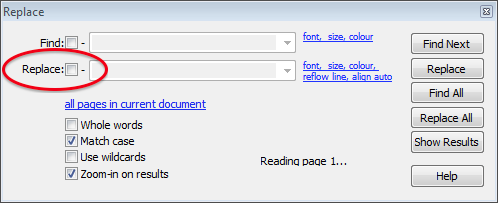 Окно Find & Replace в Infix Pro PDF Editor