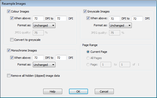 Окно Resample Images в Infix Pro PDF Editor