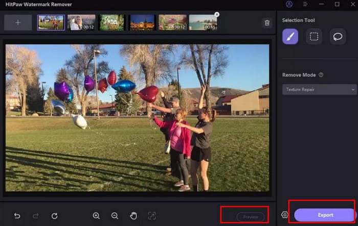 Предварительный просмотр и экспорт очищенной фотографии