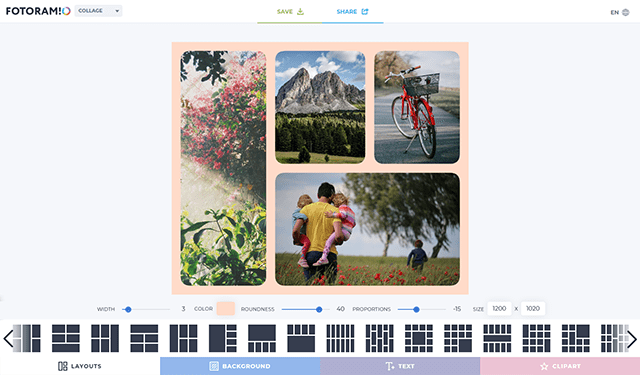 Fotoramio — редактор коллажей Collage