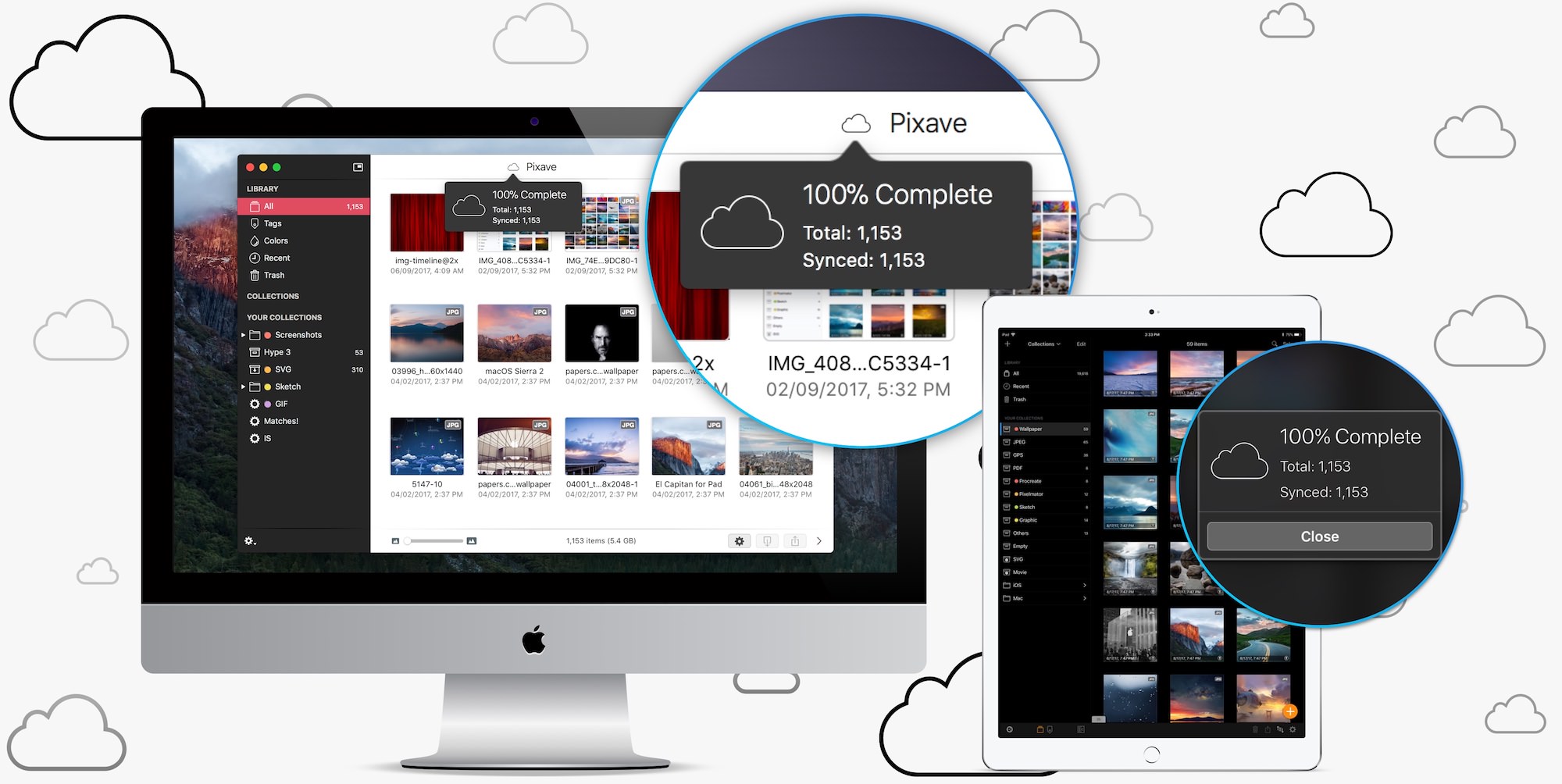 iCloud Sync в Pixave между Mac и iPad