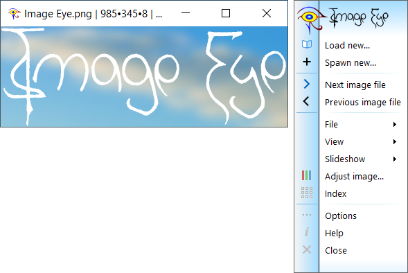Главное окно Image Eye с контекстным меню