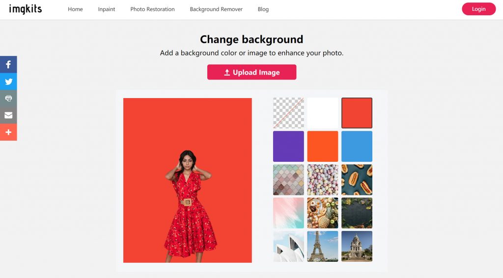 Imgkits Background Changer с выбором цветного и графического фона