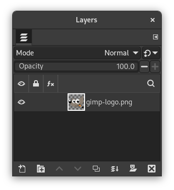 Панель Layers в GIMP