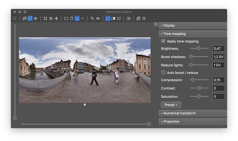 Panorama Editor в PTGui Pro с настройками Tone mapping