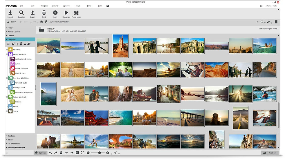 Интерфейс MAGIX Photo Manager Deluxe в светлой теме