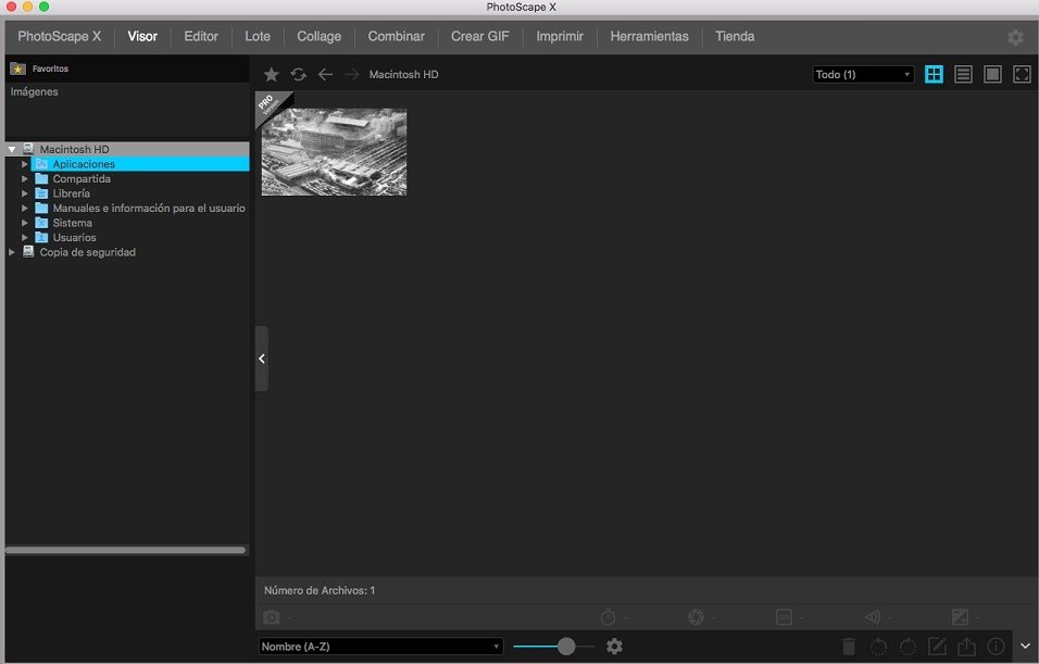PhotoScape X: интерфейс программы с верхними вкладками Viewer, Editor, Batch, Collage, Combine и Create GIF