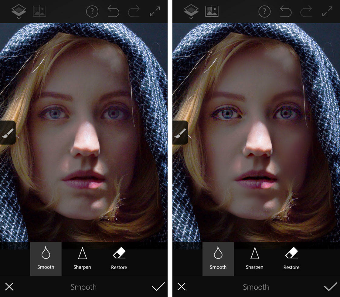Инструмент Smooth в Adobe Photoshop Fix