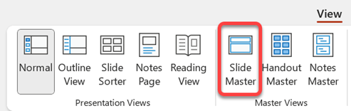 Кнопка Slide Master / Образец слайдов на вкладке View / Вид в PowerPoint