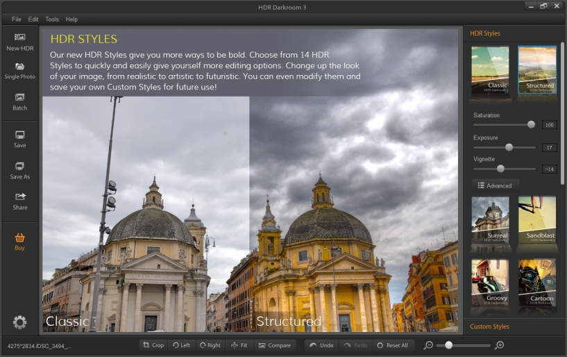 HDR Styles в HDR Darkroom 3: Classic, Structured, Surreal, Sandblast, Groovy, Cartoon