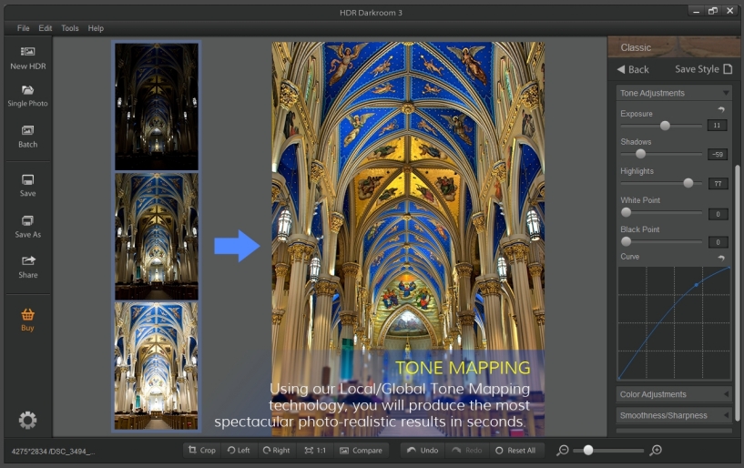 Tone Mapping в HDR Darkroom 3: сборка нескольких экспозиций и расширенные настройки