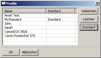 Profile Manager в AmoK Exif Sorter