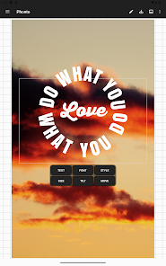 Phonto — меню редактирования текста: TEXT, FONT, STYLE, SIZE, TILT, MOVE